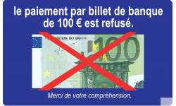 Paiement par billet de 100 euro refusé