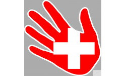 drapeau suisse main - 17cm - Sticker/autocollant