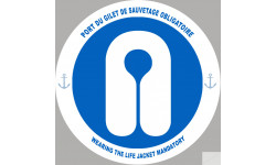 PORT DU GILET DE SAUVETAGE OBLIGATOIRE - 5cm - Sticker/autocollant