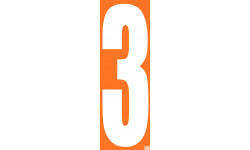 grand numéro orange 3 - 30x10cm - Sticker/autocollant