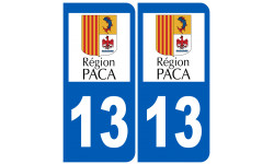 numéro immatriculation 13 région PACA - 10,2x4,6cm - Sticker/autocollant