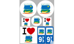 Département 973 la Guyane (8 autocollants variés) - Sticker/autocollant