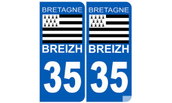 numéro immatriculation 35 drapeau Breton - Sticker/autocollant