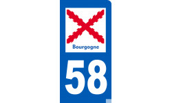 immatriculation motard 58 Bourgogne (3x6cm) - Sticker/autocollant